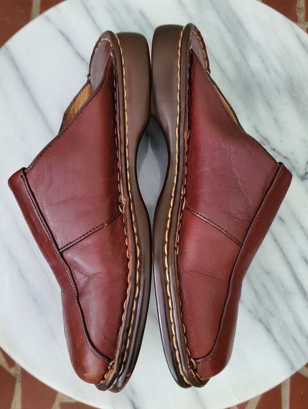 Vintage Y2K Born Oxblood Leather Square Toe Mule Clog Slides 7 - Picture 5 of 10